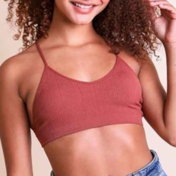 Rust boho mesh Floral racerback Seamless bralette - Picture 8 of 8